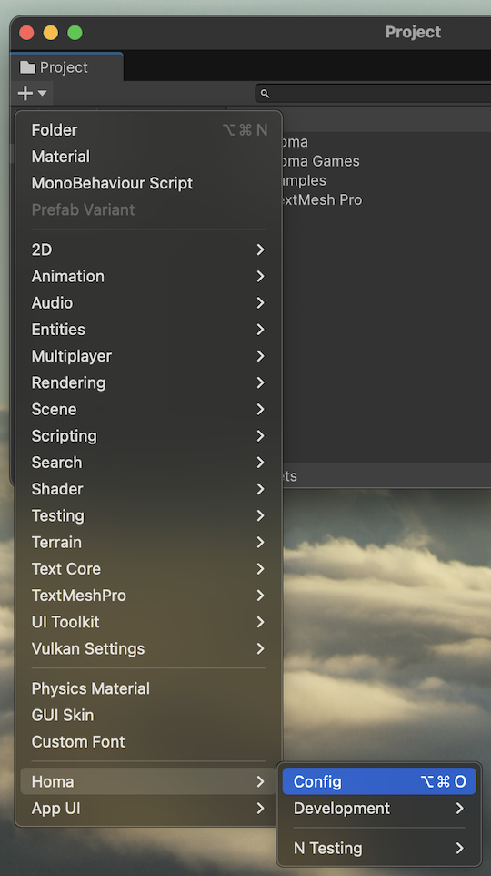 Create menu
